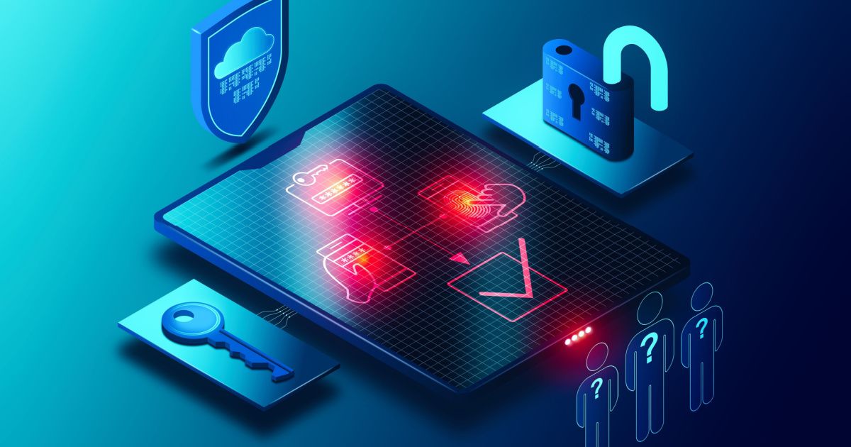 Illustration of a tablet with a keypad and a lock, symbolizing security and digital access control.