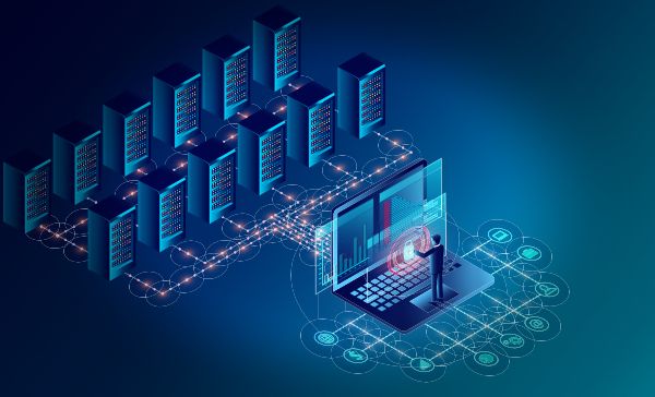 Individual establishing a connection to servers, representing the evolving landscape of data security.