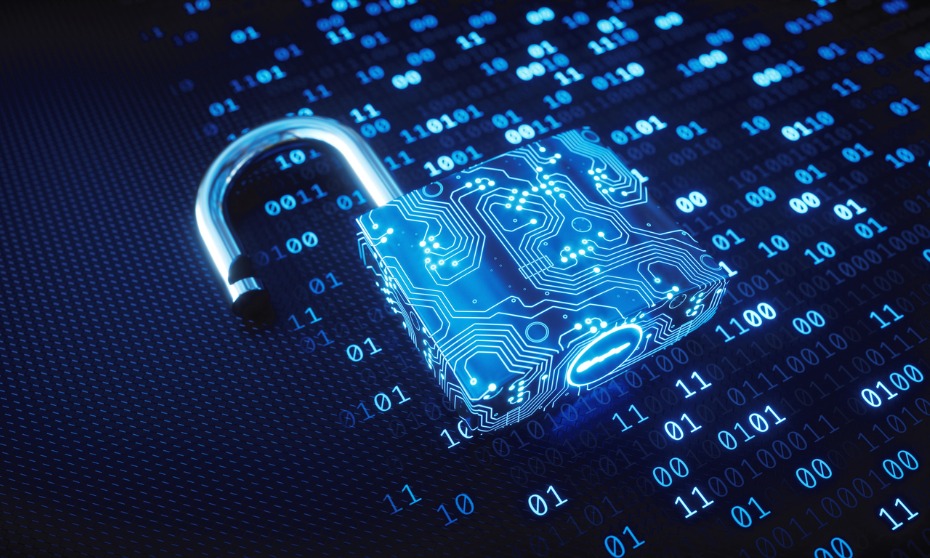 Image of a padlock overlaid on binary code, symbolizing data protection against cyber attacks.