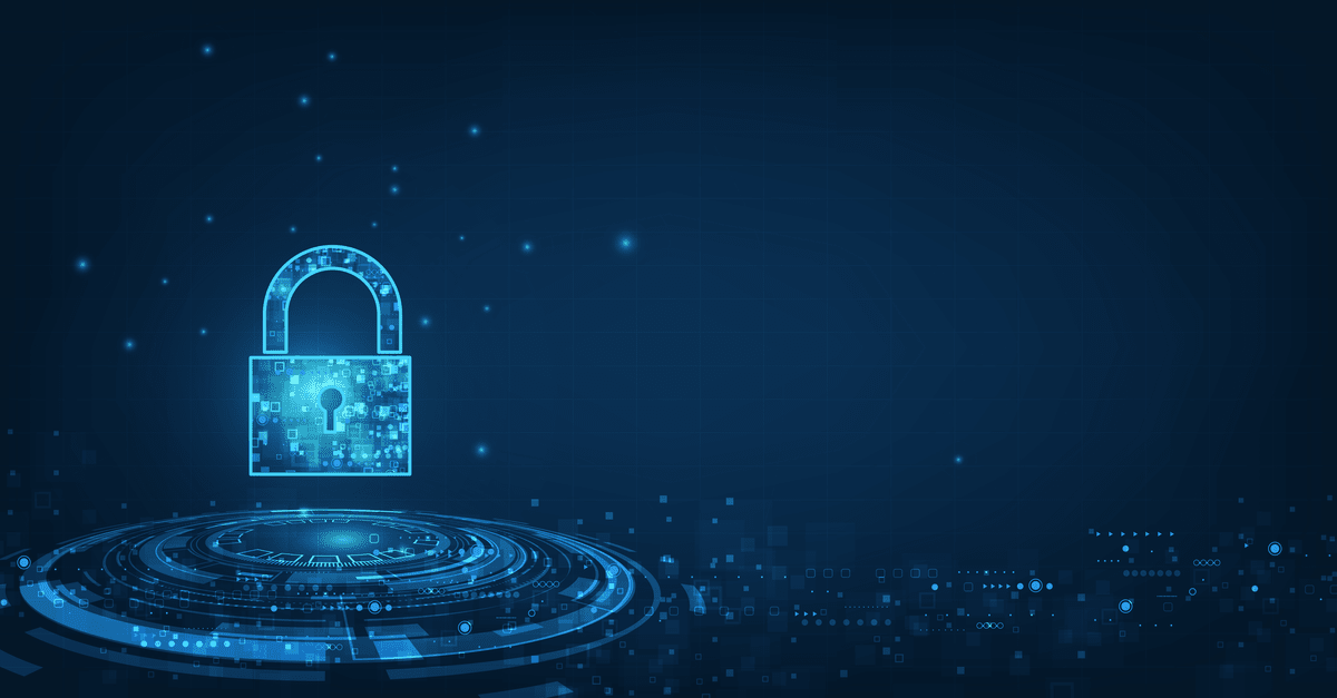 A padlock on a blue background, symbolizing digital security and technology
