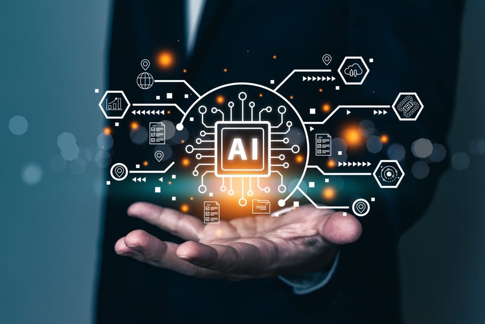 A visual representation of artificial intelligence integrated into business strategies and operations.