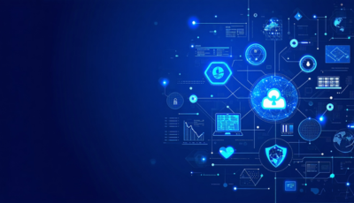 A futuristic digital landscape symbolizing advanced cybersecurity technologies and innovations.