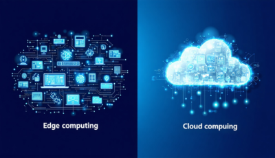 Visual representation of edge computing versus cloud computing, illustrating their distinct approaches to data management.