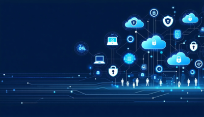 A visual concept of the future of cloud computing, showcasing digital clouds and data flow in a modern design.