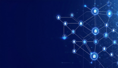 A futuristic digital landscape symbolizing advanced cybersecurity technologies and innovations.