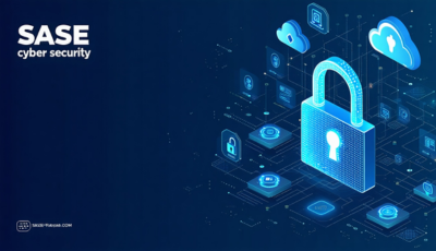 Visual representation of SASE cybersecurity, illustrating secure network access and cloud-based security solutions.