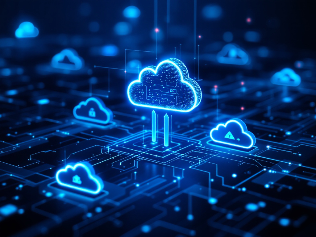 Illustration of cloud computing with a lock symbol, representing data security and protection in digital environments.