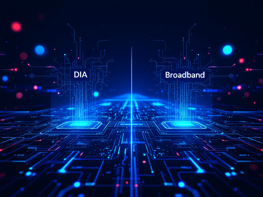 Future concept of DIA and broadband technology, showcasing advanced connectivity and digital infrastructure innovations.