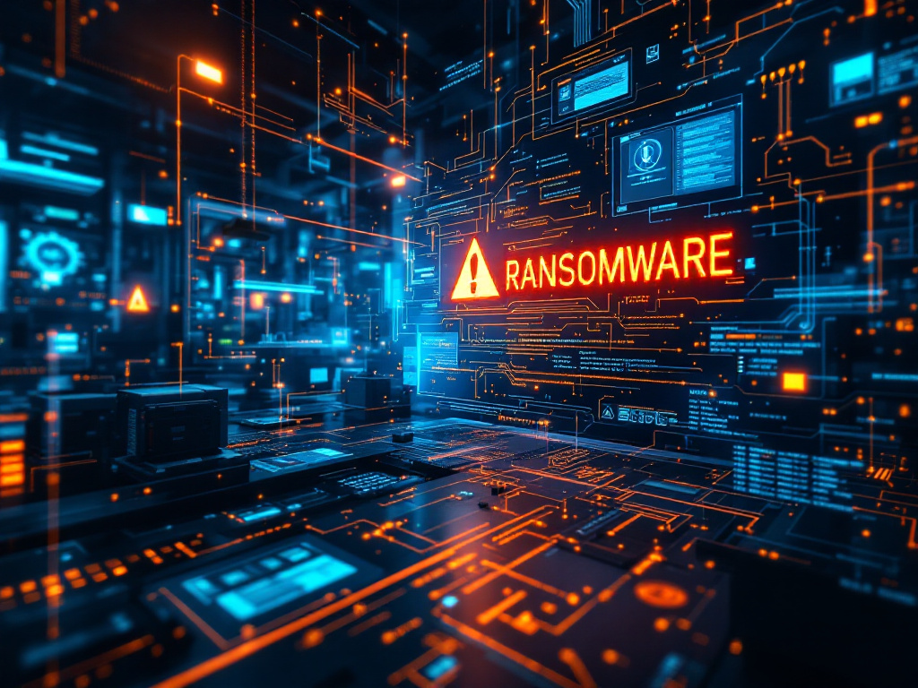 A sign illustrating ransomware, highlighting the threat of data lock and the requirement for ransom payment.