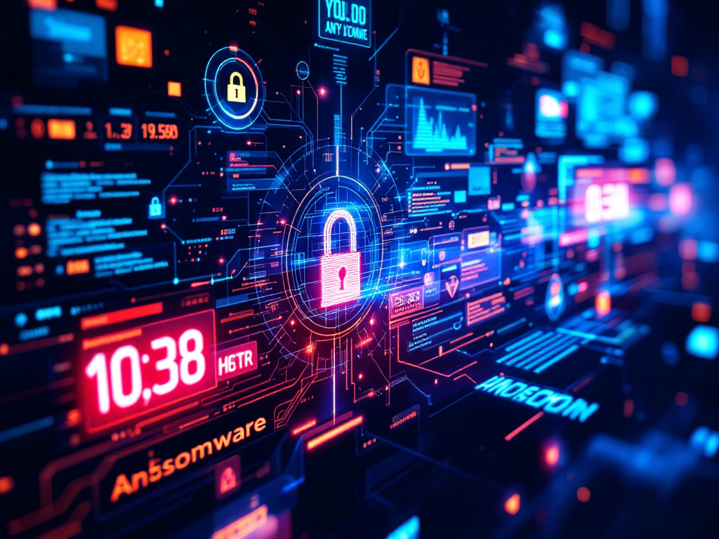 Abstract digital background representing cyber security themes, highlighting the urgency of ransomware threats in technology.