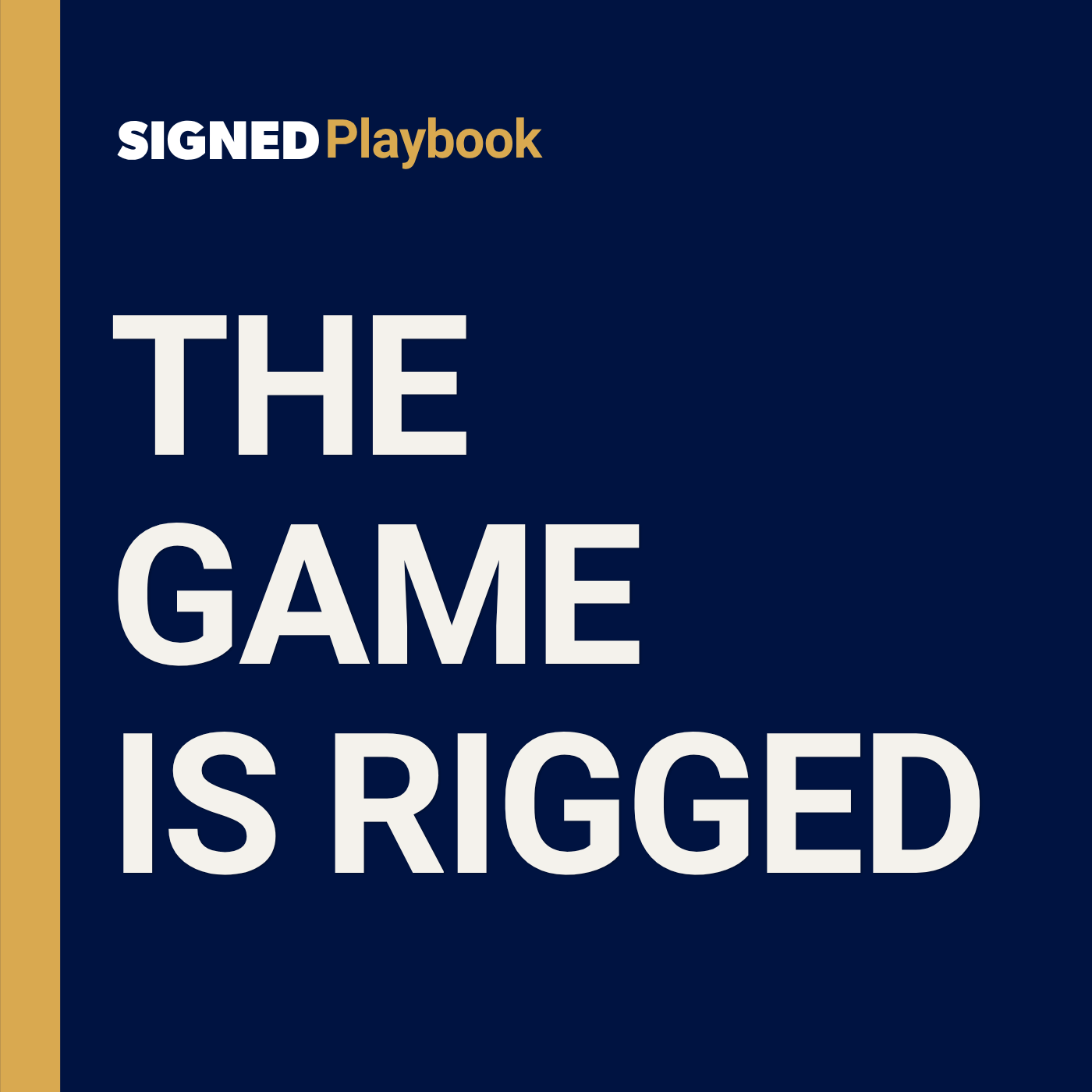 Playbook episode thumbnail reading The Game Is Rigged