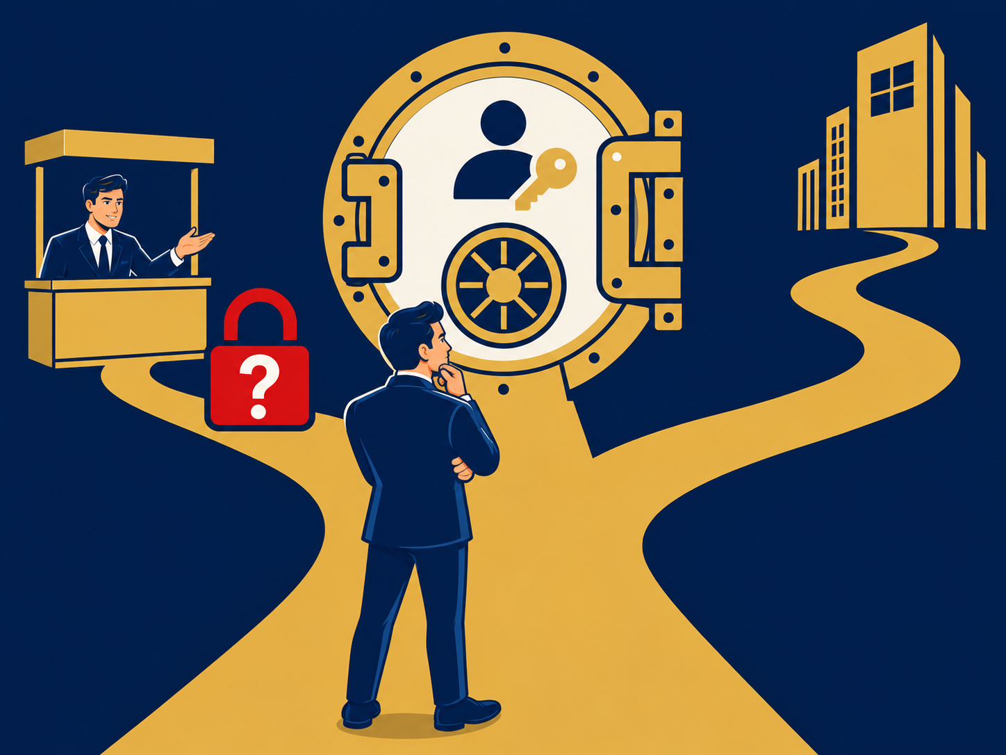 Illustration representing the choice between buying Microsoft 365 direct from Microsoft or through a Cloud Solution Provider.